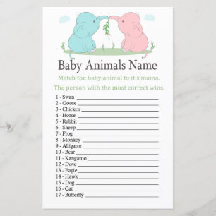 Blauwe Roze Olifant Baby Dieren Naam Spel