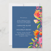 Blauwe roze Oranje Waterverf Floral Formal Wedding Kaart (Voorkant)