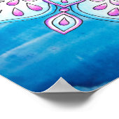 Blauwe roze Paarse betoverde Waterverf Mandala Poster (Hoek)