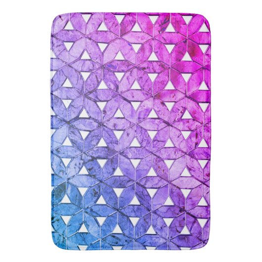 Blauwe roze paarse bloem van het leven, bange geom badmat (Voorkant Verticaal)