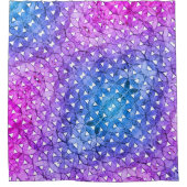 Blauwe roze paarse bloem van het leven, bange geom douchegordijn (Voorkant)