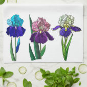 Blauwe, roze, Paarse irissen Theedoek (Gevouwen)