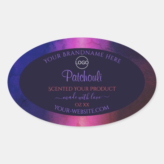 Blauwe roze Paarse marmer Modern Product Labels Lo (Voorkant)