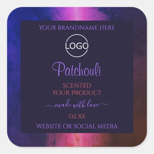 Blauwe roze Paarse marmer Modern Product Labels Lo (Voorkant)