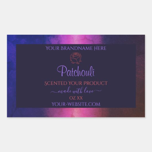 Blauwe roze Paarse marmer Product Labels - Roos ve (Voorkant)