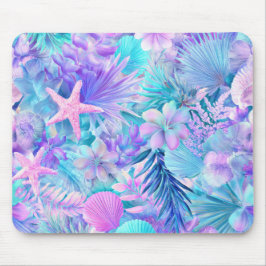 BLAUWE ROZE PAARSE ONDERWATERPLANTEN & SCHELPEN MUISMAT