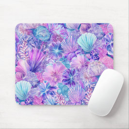 BLAUWE ROZE PAARSE ONDERZEESE PLANTEN & SCHELPEN MUISMAT