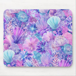 BLAUWE ROZE PAARSE ONDERZEESE PLANTEN & SCHELPEN MUISMAT
