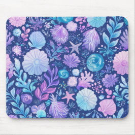 BLAUWE ROZE PAARSE ONDERZEESE PLANTEN & SCHELPEN MUISMAT