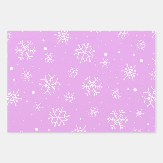 Blauwe roze Paarse witte sneeuwvlokken Inpakpapier Vel (Voorkant 3)
