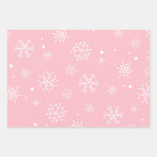 Blauwe roze Paarse witte sneeuwvlokken Inpakpapier Vel (Voorkant 2)
