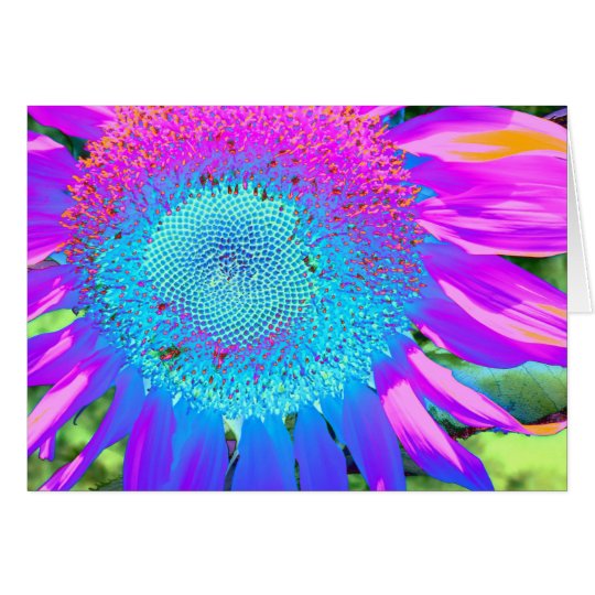 Blauwe Roze paarse Zonnebloem Kaart