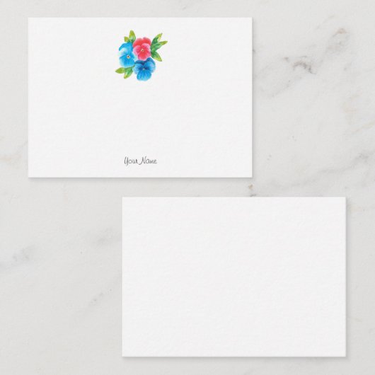 Blauwe roze panelen notitiekaartje (Voorkant / Achterkant)