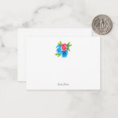 Blauwe roze panelen notitiekaartje (Voorkant / Achterkant in situ)