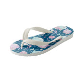 Blauwe roze platte walvissen kinder teenslippers (Schuin)