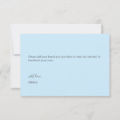 Blauwe roze pols dot platte dank je creditcard bedankkaart (Achterkant)