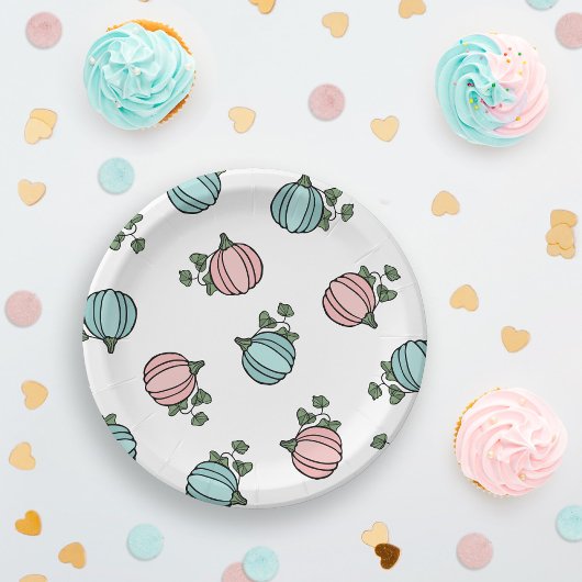 Blauwe & Roze Pompoenen Geslacht onthullen Party Papieren Bordje