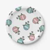 Blauwe & Roze Pompoenen Geslacht onthullen Party Papieren Bordje (Voorkant)