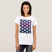 Blauwe roze pooldots t-shirt (Voorkant volledig)