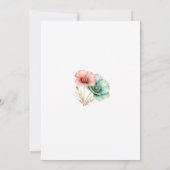 Blauwe & Roze Poppy Waterverf Uitnodiging (Achterkant)