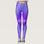 Blauwe roze regenboog in Elephantenskin leatheropt Leggings (Voorkant)