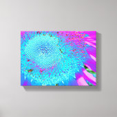 Blauwe roze retro funky sunflower foto canvas afdruk (Voorkant)