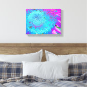 Blauwe roze retro funky sunflower foto canvas afdruk (Insitu (Slaapkamer))