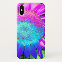 Blauwe roze retro funky sunflower foto