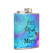 Blauwe roze retro funky sunflower foto heupfles (Rechts)