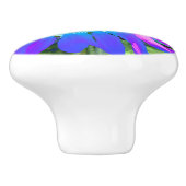 Blauwe roze retro funky sunflower foto keramische knop (Zijkant)