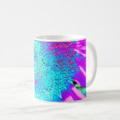 Blauwe roze retro funky sunflower foto koffiemok (Voorkant rechts)