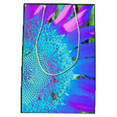 Blauwe roze retro funky sunflower foto medium cadeauzakje (Achterkant)