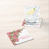  blauwe roze rozen Peonies name, monogram Kartonnen Onderzetters (Insitu)