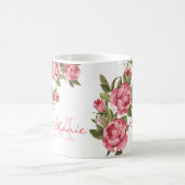 blauwe roze rozen Peonies name, monogram Koffiemok (Center)