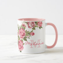  blauwe roze rozen Peonies name, monogram