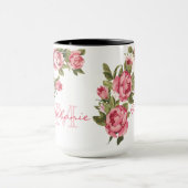 blauwe roze rozen Peonies name, monogram Mok (Midden)