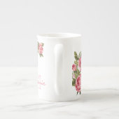  blauwe roze rozen Peonies name, monogram Porselein Kop (Achterkant)