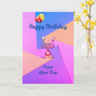 Blauwe roze Scorpion Birthday Kaart
