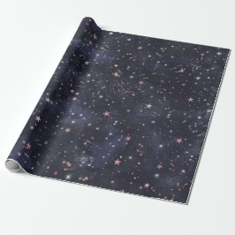 Blauwe & Roze Sterrennacht Hemel Hemels Baby Showe Cadeaupapier