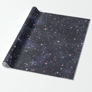 Blauwe & Roze Sterrennacht Hemel Hemels Baby Showe Cadeaupapier