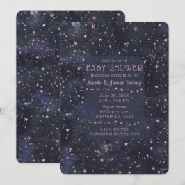 Blauwe & Roze Sterrennacht Hemel Hemels Baby Showe Kaart