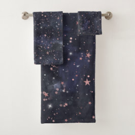 Blauwe & Roze Sterrennacht Hemel Hemels Weelderig Bad Handdoek