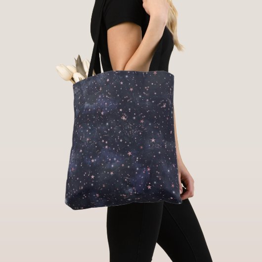 Blauwe & Roze Sterrennacht Hemel Hemels Weelderig Tote Bag (Dichtbij)