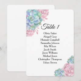 Blauwe roze succulenten. Stoelenplattegrond voor h Kaart