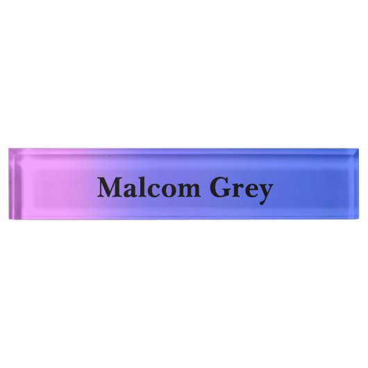 Blauwe Roze Sunset Ombre Naambordje (Voorkant)