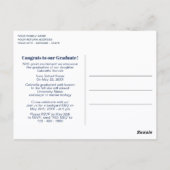 Blauwe roze Tartan Afstuderen Aankondiging Briefkaart (Achterkant)