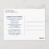 Blauwe roze Tartan Afstuderen Aankondiging Briefkaart (Achterkant)