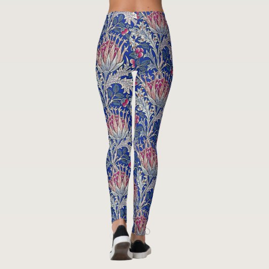 blauwe roze thistel leggings (Achterkant)