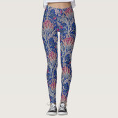 blauwe roze thistel leggings (Voorkant)