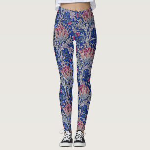blauwe roze thistel leggings